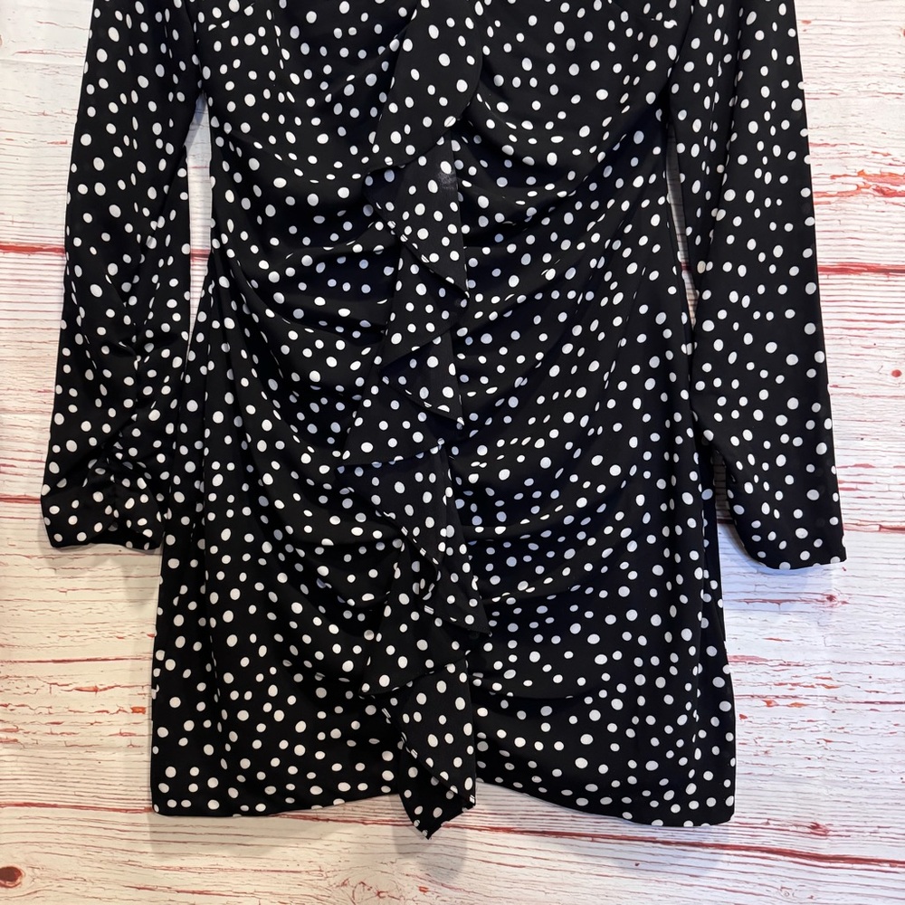 NWT LIKELY Corinne Ruffled Polka Dot Mini Dress in Black and White Sz 6 - Picture 6 of 12